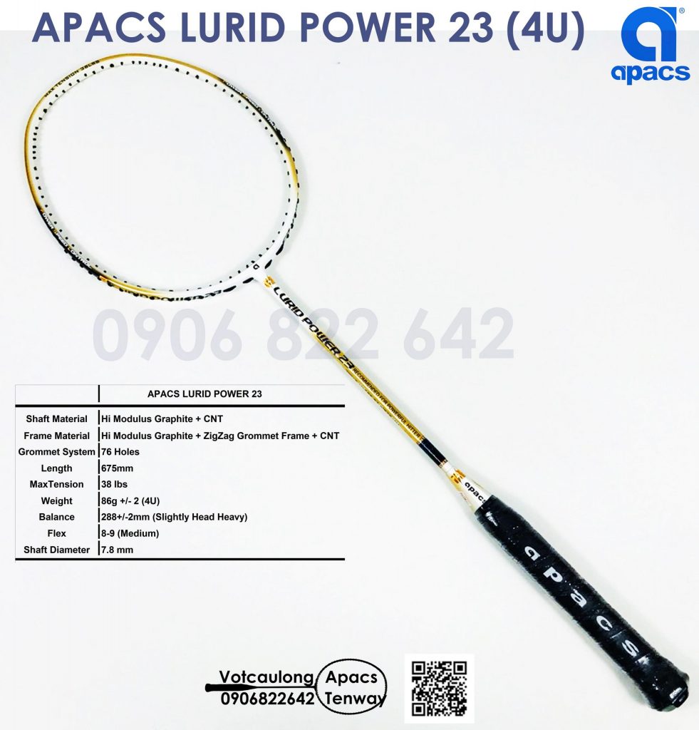 Apacs Lurid Power 23 - một trong những cây vợt cầu lông tốt nhất hiện nay. Với thiết kế đẹp mắt, hiệu suất vượt trội và tính đa dụng, đây là lựa chọn tuyệt vời cho cả những người chơi mới bắt đầu và những người chơi chuyên nghiệp. Hãy xem hình ảnh để tìm hiểu thêm về đặc tính và chất lượng của sản phẩm này.