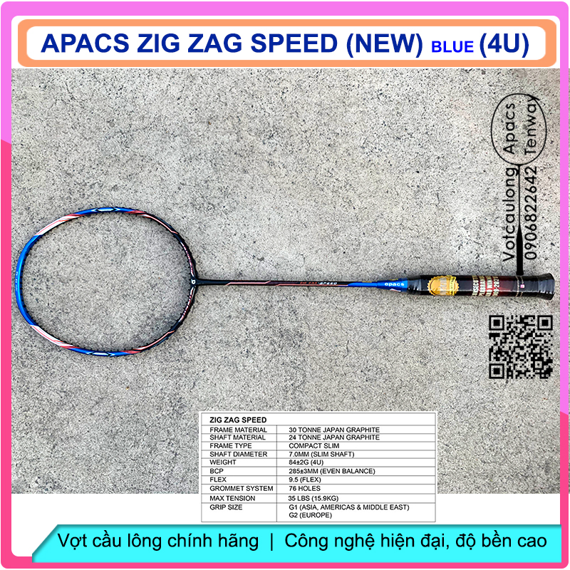 Vợt cầu lông Apacs Zig Zag Speed (4U New Blue) – Vợt cân bằng ổn